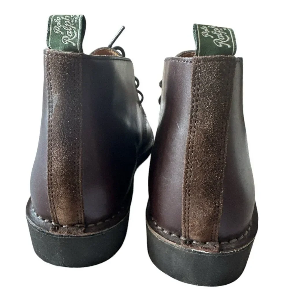 Polo Ralph Lauren Talan Chukka Brown Leather Men's sz 8.5D Lace-Up Casual Dress